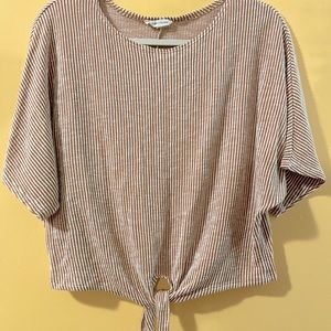 Caution to the Wind Striped Tie Bottom Tee